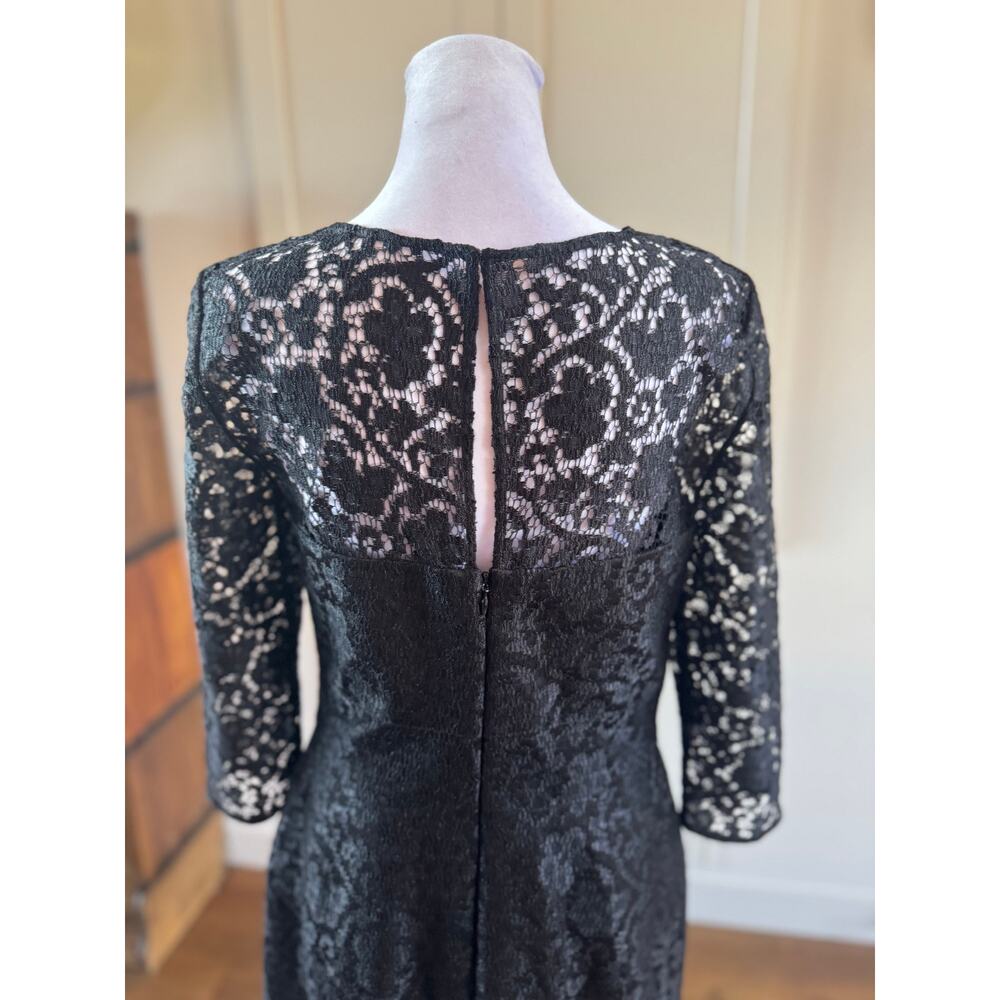 Kay Unger New York Black Sheer Lace Formal Dress 10 Large Like New Cocktail - Picture 8 of 12